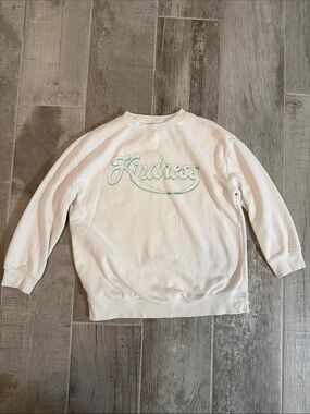GAP White Crewneck Sweatshirt with Mint 'Kindness' Script